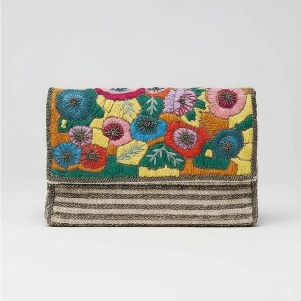 Zara Embroidered Floral Clutch